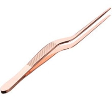 5.47 Inch Rose Goud Professionele Chef Plating Tweezer Tang Serveren Presentatie Offset Grill Plating Serveren Keuken Tool