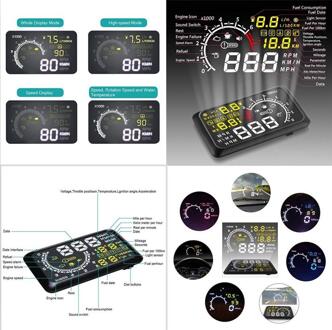 5.5 inch HUD Veilige Auto Head Up Display Projector 5.5 "volledige Kleur OBDII OBD 2 met Speeding Waarschuwing Alarmsysteem Voertuig Gemonteerd