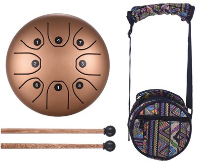 5.5 Inch Tong Drum Mini 8-Tone Staal Tong Drum C Sleutel Hand Pan Drum Met Drum Hamers Carry tas Percussie Instrument goud