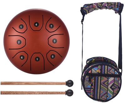 5.5 Inch Tong Drum Mini 8-Tone Staal Tong Drum C Sleutel Hand Pan Drum Met Drum Hamers Carry tas Percussie Instrument oranje