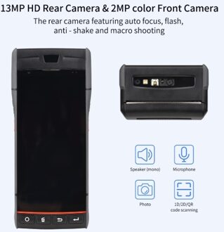 5.5 Inch Touchscreen Handheld POS Receipt Printer Android 9.0 PDA Terminal 1D/2D/QR Barcode Scanner