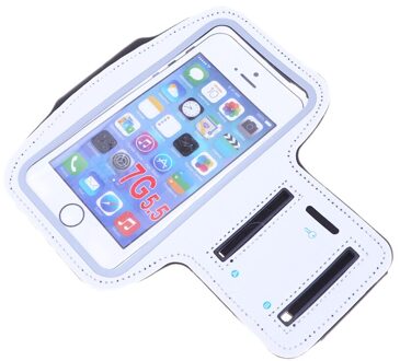 5.5 Inch Universal Arm Band Case Waterbestendig Sport Armband Touch Screen Running Oefening Multifunctionele Telefoon Case (Zilver-G wit