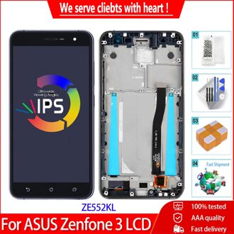 5.5 "Originele ZE552KL Lcd Display Voor Asus Zenfone 3 ZE552KL Lcd-scherm Digitizer Met Frame Vergadering Vervanging wit nee kader