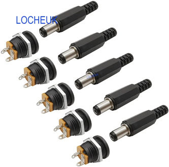 5.5 x 2.1mm 12V 3A DC022 Plastic Male Plugs Female Socket Panel Mount Jack 5.5*2.1mm DC Power Connectors Electrical Supplies