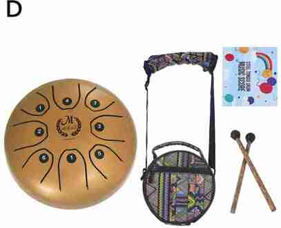 5,5 Zoll C Sleutel Tong Drum Mini 8-Tone Staal Hand Pan Drum Percussie Instrument Met Drum Stick Carry tas goud