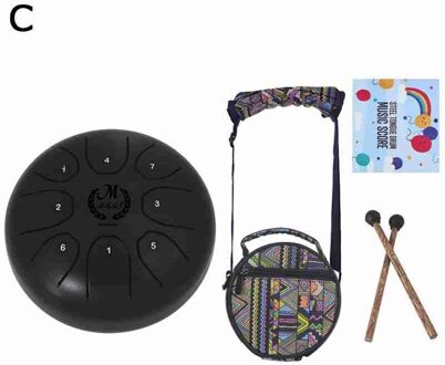 5,5 Zoll C Sleutel Tong Drum Mini 8-Tone Staal Hand Pan Drum Percussie Instrument Met Drum Stick Carry tas zwart