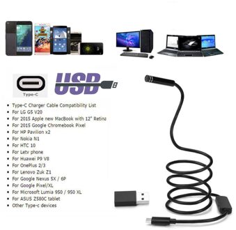 5.5mm 1 M/3 M/5 M/7M10M 6LED USB TYPE-C Android Endoscoop Inspectie Camera Snake flexibele Borescope Camera Voor Android Windows 3M