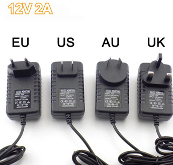 5.5mmX2.5mm DC Plug AC to DC Power Supply Adapter 12V 2A 100-240V Charger Adapter for CCTV LED Strip Lamp US EU AU UK Plug N11
