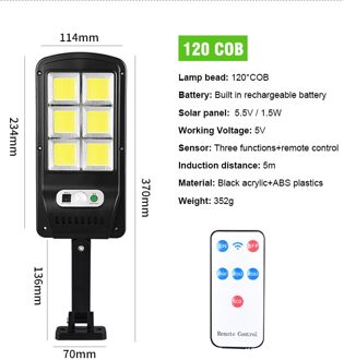 5.5V/2.5W Outdoor Solar Light Led Afstandsbediening Inductie Muur Licht Straat Licht IP65 Waterdichte Multi-mode Solar Flood Lamp 120 COB
