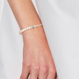 5-6 mm Freshwater Culture Pearl Armband en Crystal Preciosa Silver 925 - maat Zilver