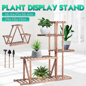 5/6-Tiers Wooden Plant Flower Stand Rack Shelves Multi-layer Plant Stand Shelves Yard Garden Patio Balcony With Planting Tools