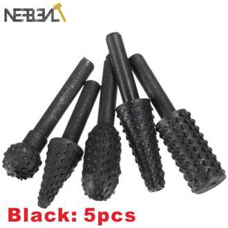 5/6Pc Tungsten Carbide Frees Rotary Tool Burr Double Diamond Cut Rotary Dremel Gereedschap Elektrische Slijpen Metalen graveren zwart 5stk