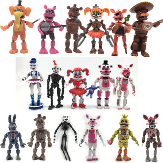 5/6Pcs FNAF Five Nights At Freddy's Figure Models Toy Lighting PVC Foxy Bonnie Freddy Fazbear Toy Sister Movable Joint Doll Gift