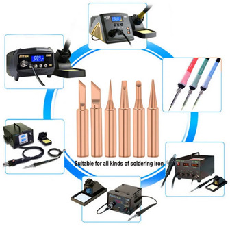 5/6pcs Pure Copper 900M-T Soldering Iron Tip Lead-free Solder Tips Welding Head BGA Soldering Tools