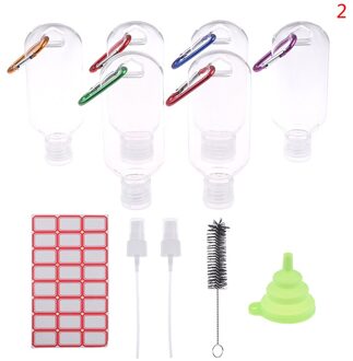 5/6Pcs Reizen Plastic Clear Sleutelhanger Flessen Lekvrij Lege Squeeze Container Voor Cosmetica Hervulbare Fles Trechter Label N2