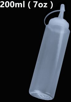 5/7/8/12Oz Saus Azijn Olie Ketchup Jus Cruet Keuken Accessoires Juskom Plastic Kruiderij dispenser Squeeze Fles 200ml-wit