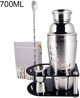 5-7 Stuks/set Cocktail Shaker Stopper Lepel Clip Muddler Lepel Zeef Jigger Bar Gereedschap Met Wijnrek Cocktail Recept 5P 700ML Stand