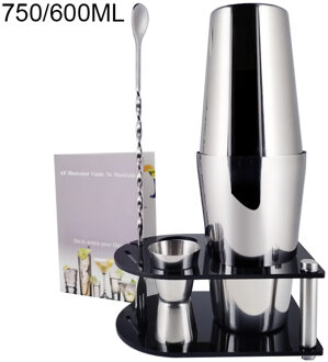 5-7 Stuks/set Cocktail Shaker Stopper Lepel Clip Muddler Lepel Zeef Jigger Bar Gereedschap Met Wijnrek Cocktail Recept 5P 750600ML Stand