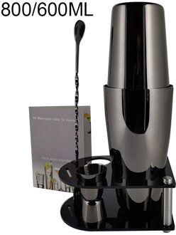 5-7 Stuks/set Cocktail Shaker Stopper Lepel Clip Muddler Lepel Zeef Jigger Bar Gereedschap Met Wijnrek Cocktail Recept 5P B 800600ML Stand