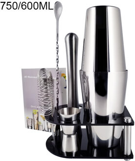 5-7 Stuks/set Cocktail Shaker Stopper Lepel Clip Muddler Lepel Zeef Jigger Bar Gereedschap Met Wijnrek Cocktail Recept 7P 750600ML Stand