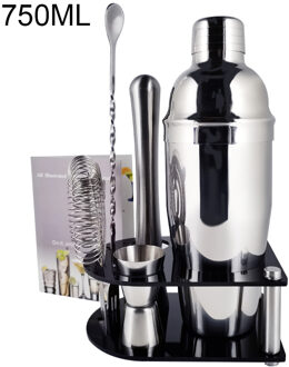 5-7 Stuks/set Cocktail Shaker Stopper Lepel Clip Muddler Lepel Zeef Jigger Bar Gereedschap Met Wijnrek Cocktail Recept 7P 750ML Stand