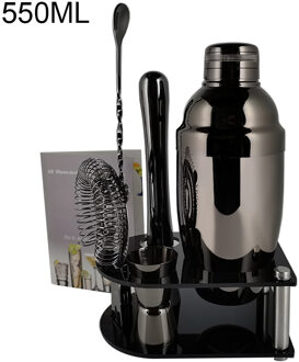 5-7 Stuks/set Cocktail Shaker Stopper Lepel Clip Muddler Lepel Zeef Jigger Bar Gereedschap Met Wijnrek Cocktail Recept 7P B 550ML Stand