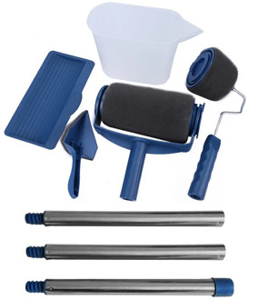 5/8pcs Paint Runner Roller Brush Handle Tool Flocked Edger Office Room Wall Painting Home Tool Roller Paint Brush Set Dropship