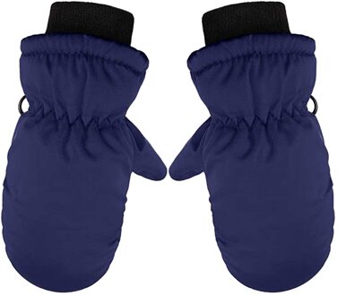 5-8T 1 Pairs Kinderen Handschoenen Baby Jongens Meisjes Ski Handschoenen Waterdichte Warme Sneeuw Wanten Winddicht Handschoenen Gants hiver Pour Enfants donker blauw