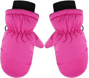 5-8T 1 Pairs Kinderen Handschoenen Baby Jongens Meisjes Ski Handschoenen Waterdichte Warme Sneeuw Wanten Winddicht Handschoenen Gants hiver Pour Enfants heet roze