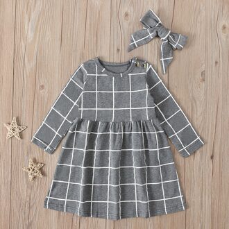 #5 Baby Jurk Prinses Jurk Mode Для Девочки Herfst Peuter Kids Kinderen Meisjes Plaid Leuke Winter Kleding + hoofdband 18m