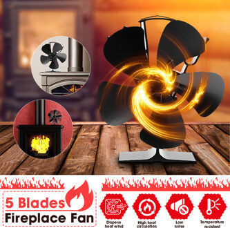 5 Blade 7 Inch Zwart Haard Magneet Warmte Aangedreven Kachel Fan Log Hout Brander Eco Vriendelijke Rustig Thuis Efficiënte Warmte distributie