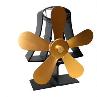5 Blade Warmte Aangedreven Houtkachel Eco Fan Temperatuurmeter-Ultrastille Haard Ventilator Warmte Distributie goud