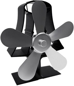 5 Blade Warmte Aangedreven Houtkachel Eco Fan Temperatuurmeter-Ultrastille Haard Ventilator Warmte Distributie licht grijs