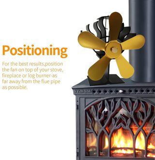 5 Blade Warmte Aangedreven Kachel Fan & Gratis Thermometer Hout & Kolen Fire Branders gouden