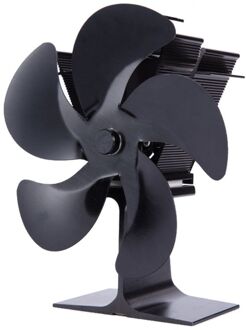 5 Blade Warmte Aangedreven Kachel Haard Fan Brandstofbesparing Stille Ecofan Voor Hout Log zwart