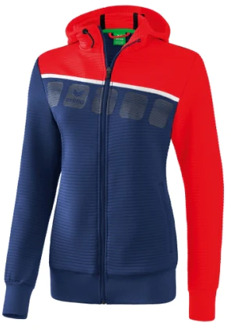 5-C Trainingsjack Met Capuchon Dames - New Navy / Rood / Wit | Maat: 44