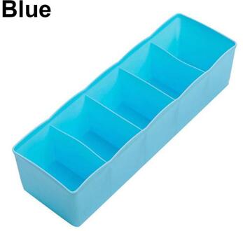 5 Cellen Plastic Opbergdoos Stropdas Bra Sokken Drawer Cosmetische Divider Tidy Organizer Blauw