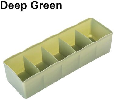 5 Cellen Plastic Opbergdoos Stropdas Bra Sokken Drawer Cosmetische Divider Tidy Organizer diep groen