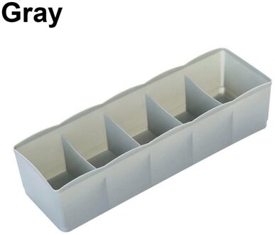 5 Cellen Plastic Opbergdoos Stropdas Bra Sokken Drawer Cosmetische Divider Tidy Organizer Grijs