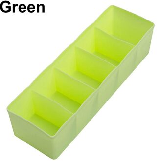 5 Cellen Plastic Opbergdoos Stropdas Bra Sokken Drawer Cosmetische Divider Tidy Organizer groen