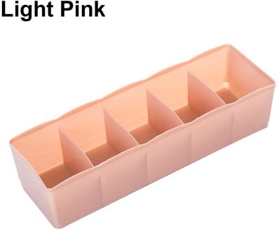 5 Cellen Plastic Opbergdoos Stropdas Bra Sokken Drawer Cosmetische Divider Tidy Organizer licht roze