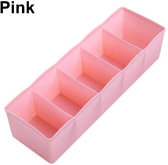 5 Cellen Plastic Opbergdoos Stropdas Bra Sokken Drawer Cosmetische Divider Tidy Organizer Roze