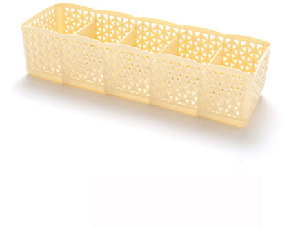 5 Cellen Plastic Organizer Opbergdoos Stropdas Bra Sokken Drawer Cosmetische Divider Divider Look Netjes Schoon Organizador De Maquillaje geel