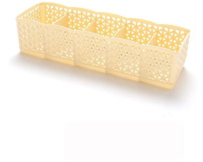 5 Cellen Plastic Organizer Opbergdoos Stropdas Bra Sokken Drawer Cosmetische Divider Housekeeping Container Organisatoren #25 geel