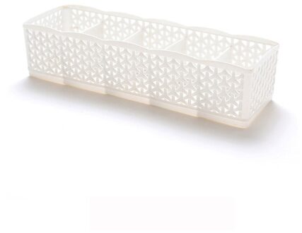 5 Cellen Plastic Organizer Opbergdoos Stropdas Bra Sokken Drawer Cosmetische Divider Housekeeping Container Organisatoren #25 wit