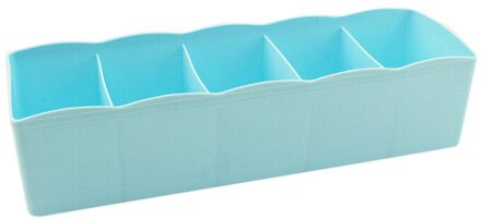 5 Cellen Plastic Organizer Opbergdoos Stropdas Bra Sokken Drawer Cosmetische Divider Netjes Lade Cosmetische Divider Tidy Gratis #40 Blauw