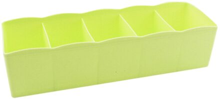5 Cellen Plastic Organizer Opbergdoos Stropdas Bra Sokken Drawer Cosmetische Divider Netjes Lade Cosmetische Divider Tidy Gratis #40 groen