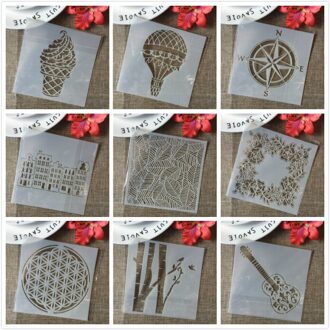 5 "cirkel in Cirkel Knoop DIY Gelaagdheid Stencils Muur Schilderen Plakboek Kleuring Embossing Album Decoratieve Kaart Template 9stk reeks