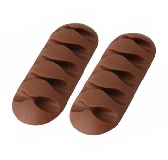 5-Clip Oortelefoon Kabelhaspel Terug Zelfklevende Kabel Houder Winder Oplader Draad Vaste Clip Kabel Organizer Charger kabel Clip bruin