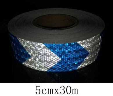 5 Cm X 30 M Reflecterende Tape Fiets Stickers Plakband Voor Fiets Veiligheid Fiets Stickers Fiets Accessoires blauw wit